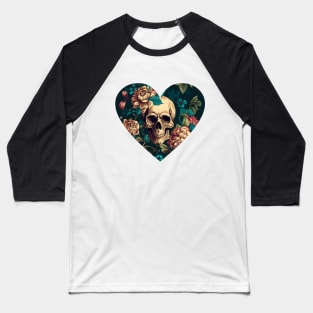 Floral Skull Heart Baseball T-Shirt